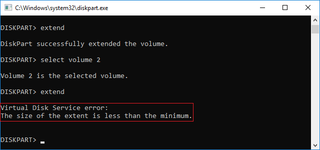Diskpart extend D