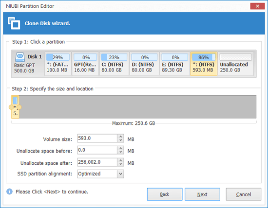 Clone Disk Layout Adjustment